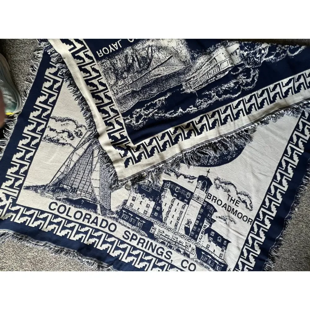 Colorado Springs tapestry blanket, Pikes Peak, Air Force Acad, Broadmoor NWOT
